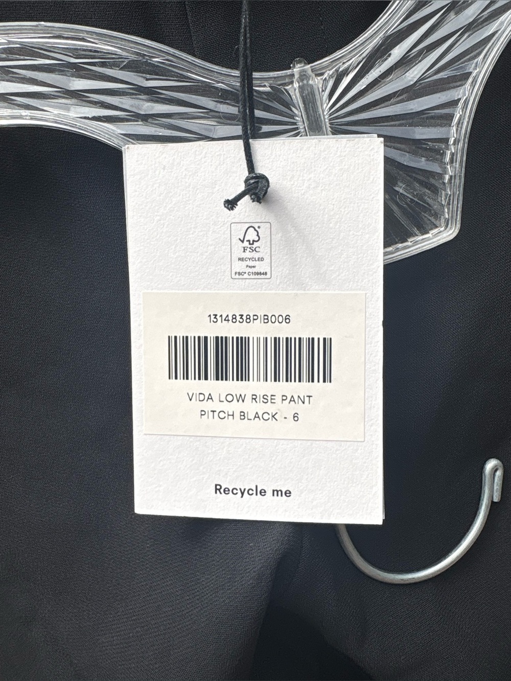 Reformation Vida Low Rise Pants in Pitch Black New with Tags! - Picture 5 of 6